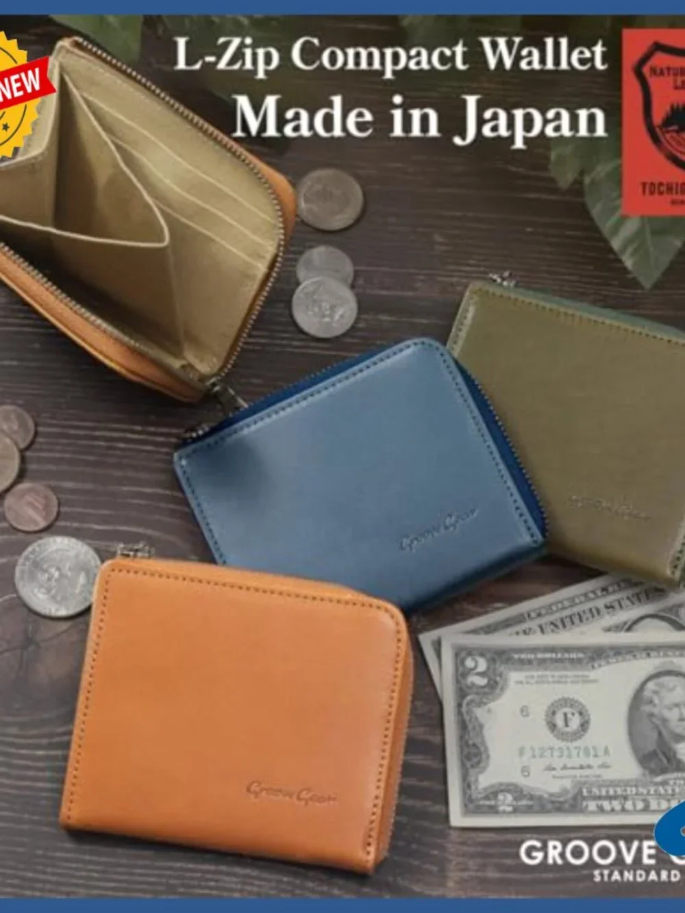 Slim Leather Mini Wallet, L-Shaped Zipper, Compact Card Case & Coin Purse